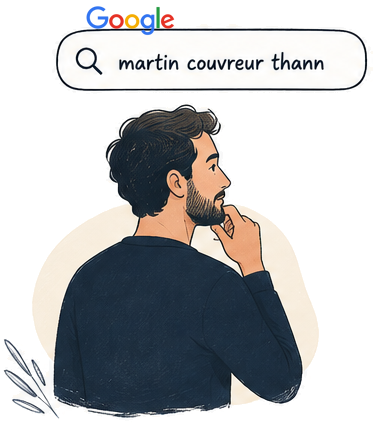 Il tape « martin couvreur thann » dans Google
